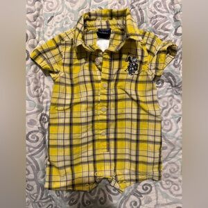 Yellow Plaid Baby Onsie